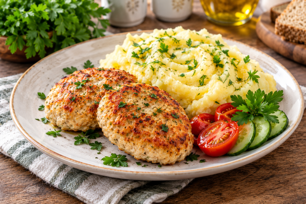 Куриные котлеты с картофельным пюре