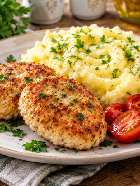 Куриные котлеты с картофельным пюре