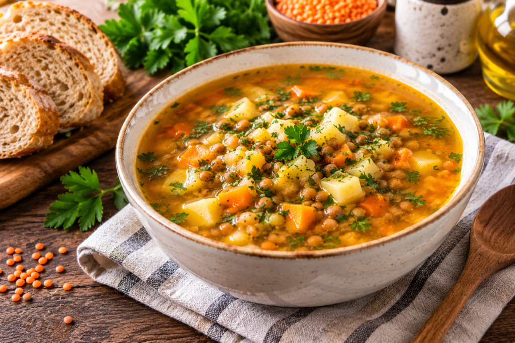 Суп из чечевицы с овощами